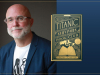 A photograph of Timothy Schaffert with the cover to his book The Titanic Survivors Book Club