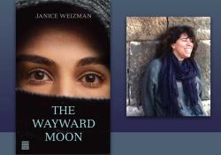 A photograph of Janice Weizman with the cover to her book The Wayward Moon